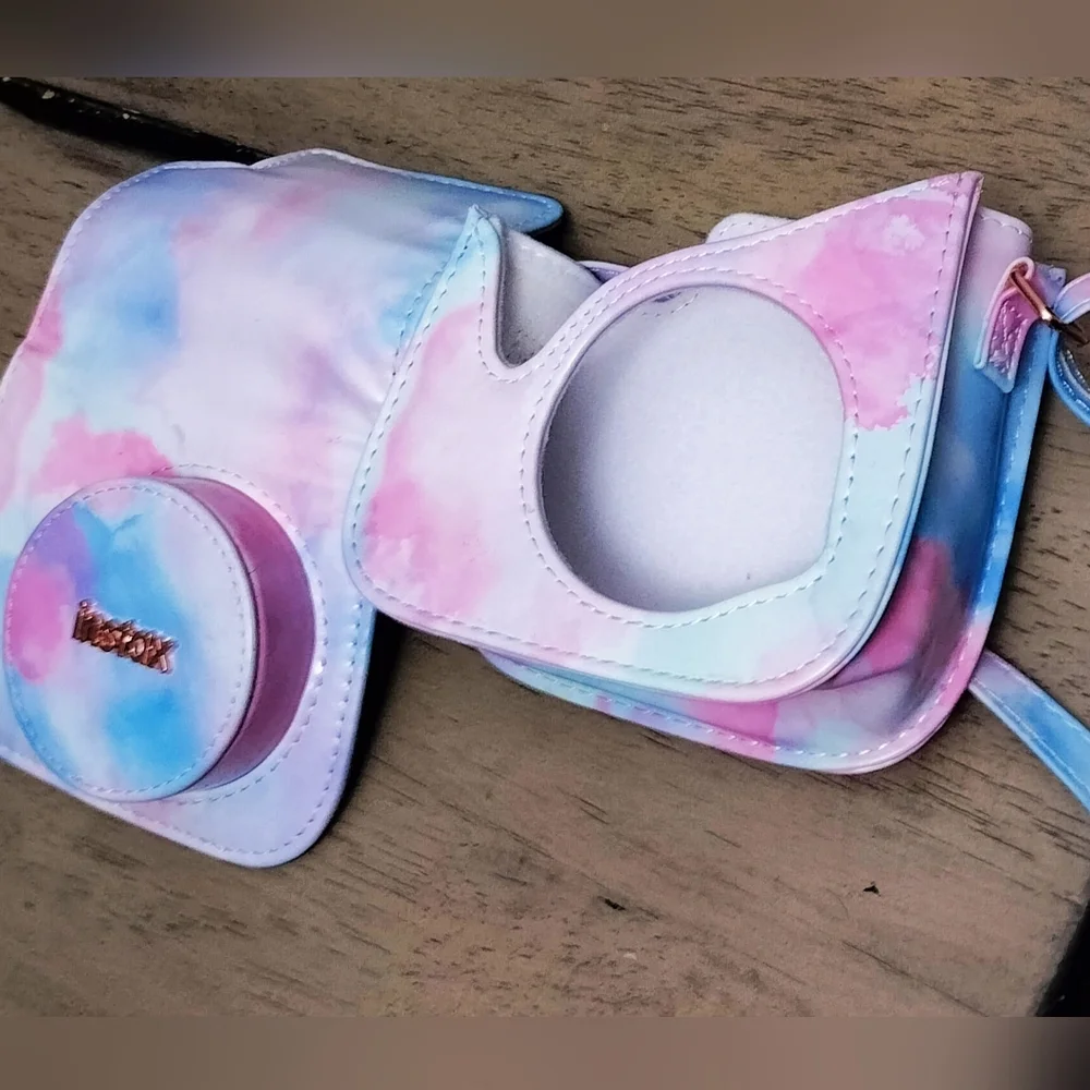 Instax Mini 8 Pink and Blue Camera Bag Case Holder Groovy Watercolor Pattern